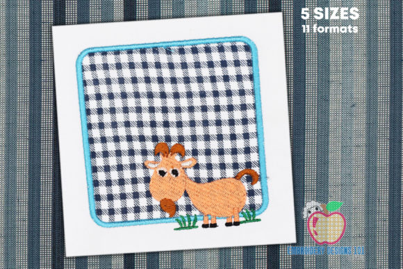 Cartoon Goat in the Box Eating Grass
