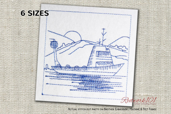 Fishing Boat Redwork