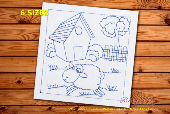 Sheep Jumping Redwork